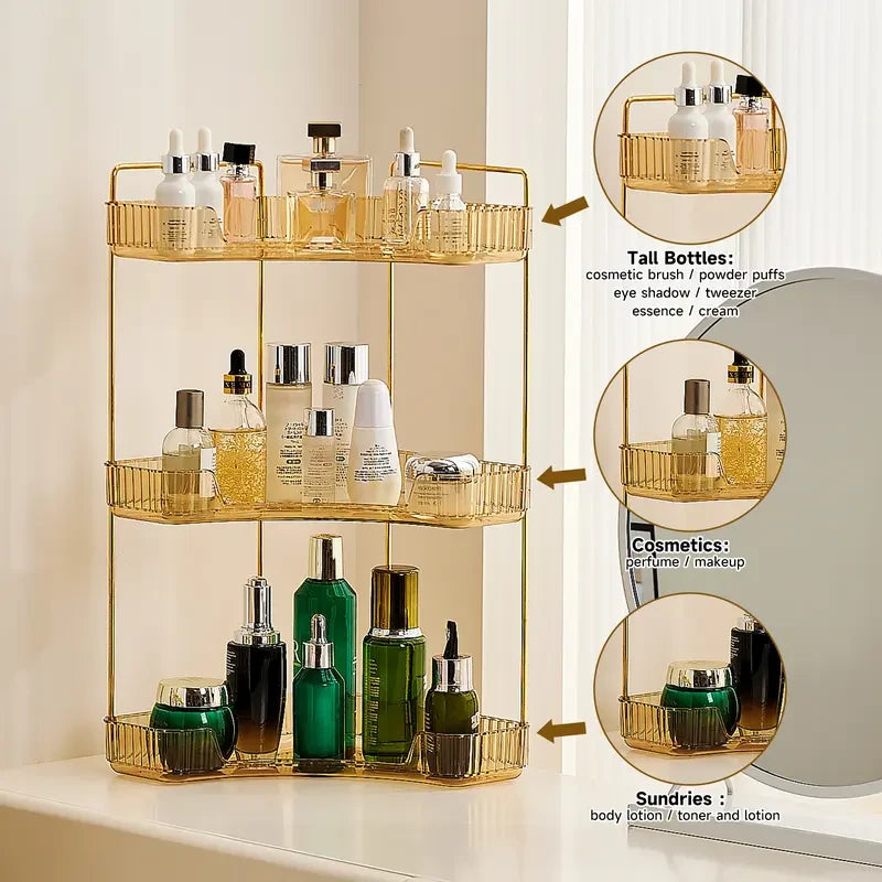 Clear Tiered Corner Vanity Organizer