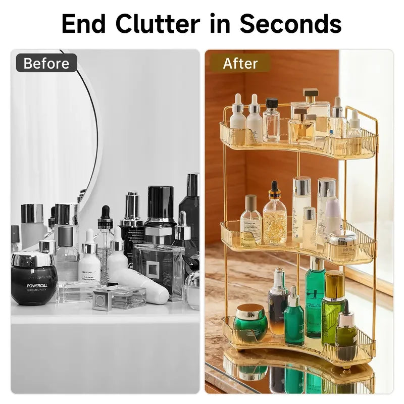 Clear Tiered Corner Vanity Organizer