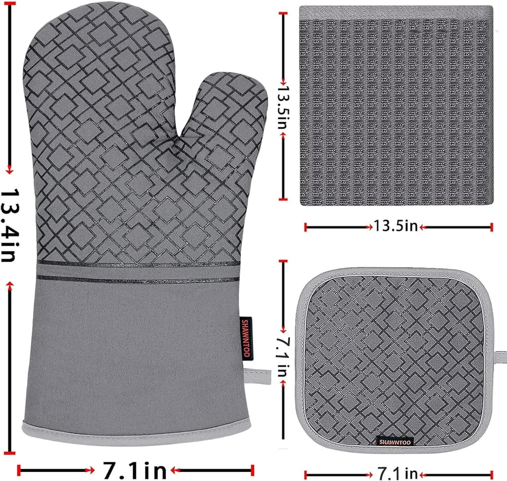 Heat Resistant Kitchen Glove and Potholder Set