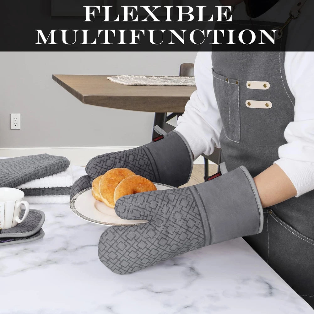 Heat Resistant Kitchen Glove and Potholder Set